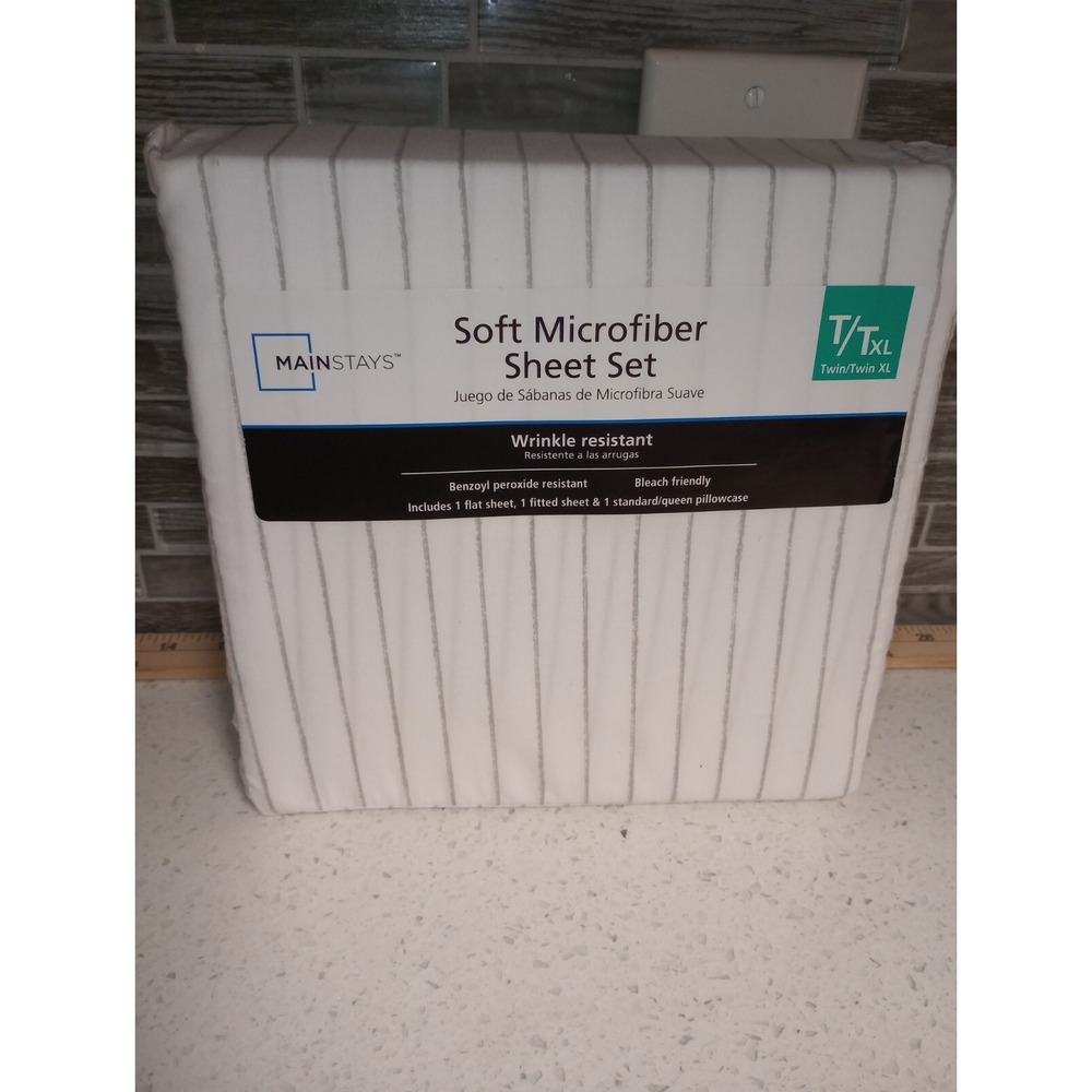 Mainstays Soft Microfiber Black Sheet Set Twin XL Fitted Flat and Pillowcase New